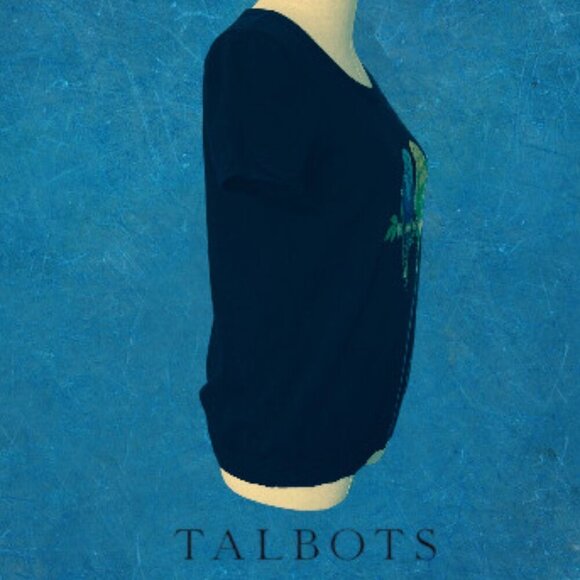 Talbot Vintage Love Birds Cotton Deep Navy Crew Neck Short Sleeve Sweater - Picture 6 of 9